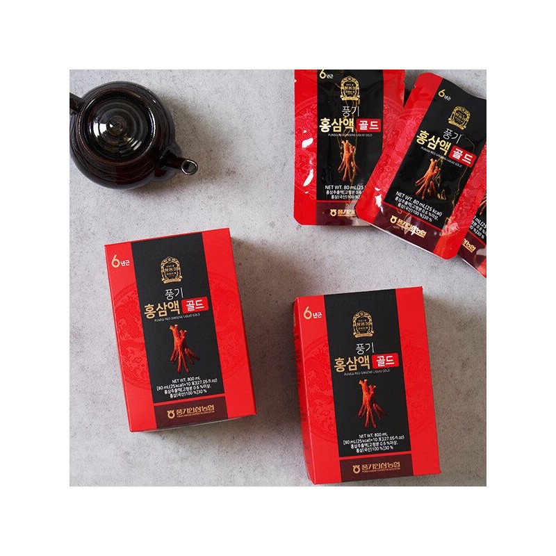 Hwangpunjeong 풍기인삼농협 풍기 홍삼액골드 80ml x 60포 Punggi Ginseng Agricultural