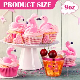 50 Pcs 9 oz Disposable Flamingo Cups Hot Pink Clear Plastic Flamingo Drinking Cups Let's Get Flocked up Wine Wedding Tumblers for Hawaiian Luau Party Favor Supplies