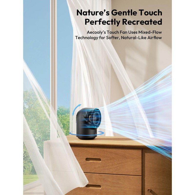 Aecooly Touch Control Desk Fan, 100 Speeds Quiet Bedroom Digital