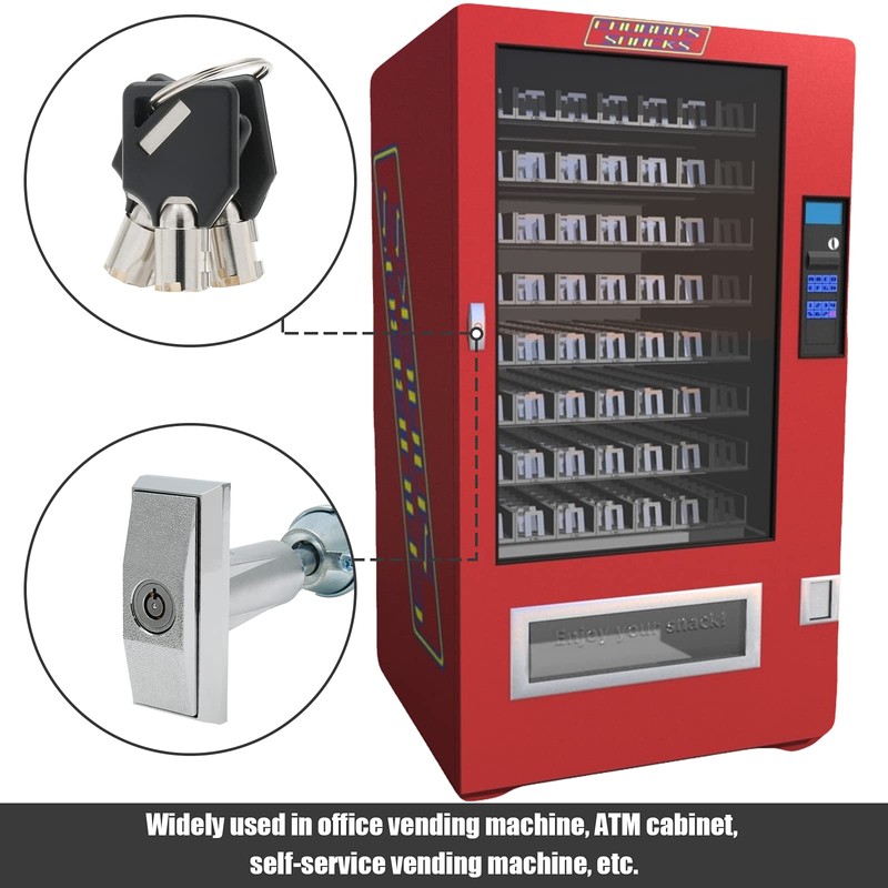 Qjaiune Universal Vending Machine Lock with T-Handle, Soda & Snack