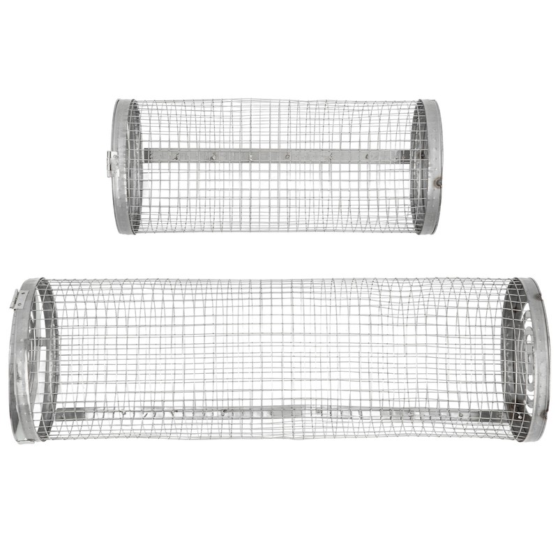 2PCS BBQ Net Tube Stainless Steel Barbecue Grill Basket Rolling
