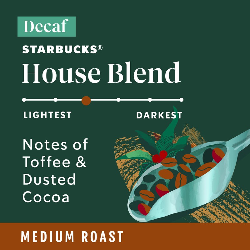 Starbucks K-Cup Coffee Pods, Medium Roast Coffee, Decaf House Blend,