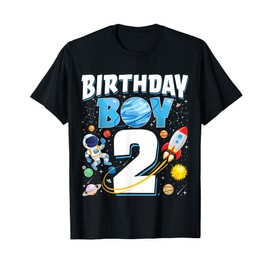 Boys 2nd Birthday Astronaut Space Planets Two Years old T-Shirt