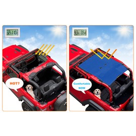 Shadeidea Top Sunshade for Jeep Wrangler Sun Shade Top JL 2 Door (2018-2023) Sun Shade Front and Rear - Blue Mesh Screen Top Cover UV Blocker with Grab - 10 Year Warranty