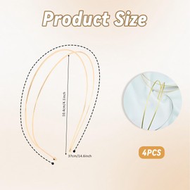 YMCLUB 4 Pieces Gold Metal Wire Headband For Women - Double Layer Elastic Thin Headband, Elegant Round Metal Hairband For Wedding Or Casual Use
