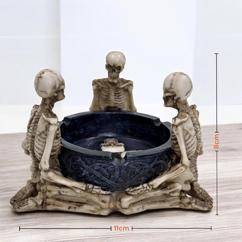 MIJOMA Gothic Ashtray - Skeleton Round with Celtic Patterns -