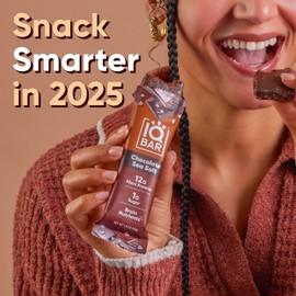 IQBAR IQBAR Brain and Body Plant Protein Bars - Chocolate Sea Salt - 12-Count Low Carb - Gluten Free, High Fiber, Vegan Snacks - Low Sugar Meal Replacement