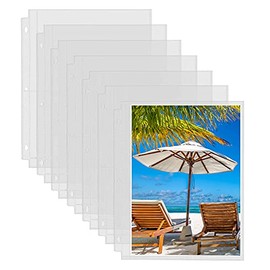 Fabmaker Paquete de 30 fundas de fotos para carpeta de 3 anillos (8 x 10, para 60 fotos), protectores de páginas de archivo, páginas de repuesto de álbumes de plástico transparente, fundas para
