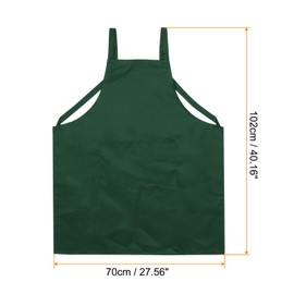 QUARKZMAN H Style Apron Kitchen Cooking Aprons Long Artist Painting Apron with 2 Side Pockets for Home Kitchen Restaurant Craft Garden Cooking Dark Green, dunkelgrün