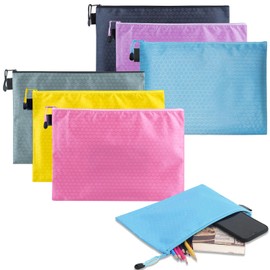 Demarsen Pack of 6 A5 Wallets, Bank Pockets, Wallets Made of Faux Leather Grained, Bank Folder Large for Cash Storage, Documents Wallet for School, Home, Business (6 Colours)
