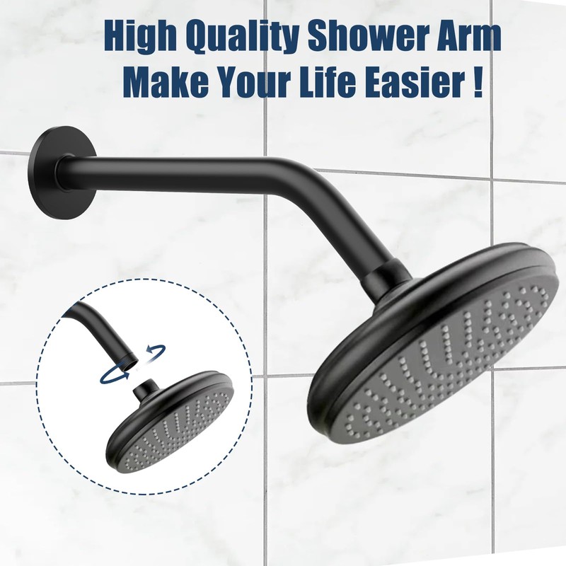 Shower Pipe Arm with Flange, Wall Mount Replacement Angle Shower