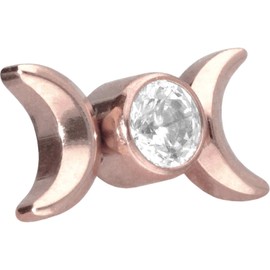 PIERCINGLINE Titanium Screw Attachment with External Thread 0.9 mm 2 Moons + Crystal Piercing Attachment Replacement Choice of Colours, Titanium