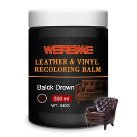 WERBME Leather Recoloring Balm & Color Restorer - 10 OZ Multipurpose Dye & Paint for Faded Leather Couches, Car Seats, Shoes | Fix Scratches on Clothing, Furniture & Accessories(Black Brown)
