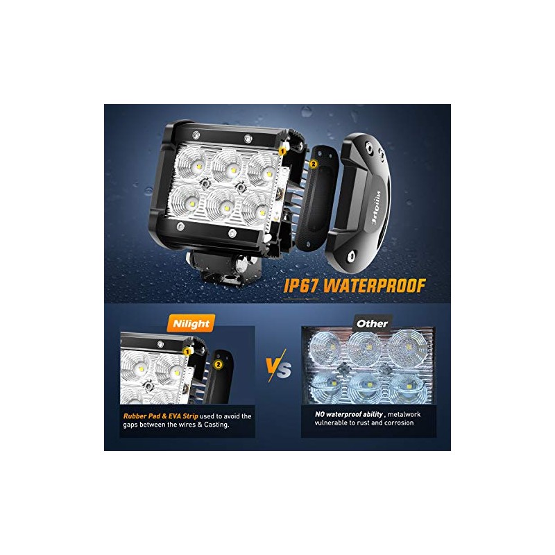 Nilight Barras de Luz LED de 10.2 cm, 18 W,