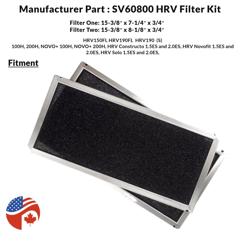 SV60800 HRV Filter Kit , 15-3/8 x 7-1/4 x 3/4
