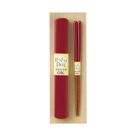 Ishida 65002-1 Chopsticks Case & Chopsticks Set, Ranched Do Half Combination Red [65002-1] Dishwasher Safe