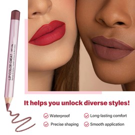 Matte Red Lip Liner Highly Pigmented Waterproof Lipliner Pencil Lasts 24H Creamy Lipliner Pen Precise Application Lip Liner with Silky Texture, For Big & Plump Lips