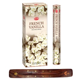 HEM Incense sticks French Vanilla Full box of 6 with DHS incense stick holder for Yoga, Meditation, Healing, Spirituality, Aromatherapy, Incense Spa and Relaxation…