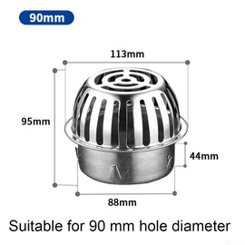 Stainless Steel Anti-Clog Roof Floor Drain, Multi Size Gutter Sewer Drain Filter, Suitable for Yard Roof Anti Blocking Floor Drain, 90mm