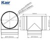 Kair Round Equal T-Piece 100mm - 4 inch Plastic Ducting
