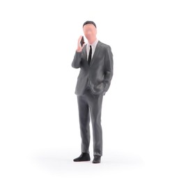 SOUFORCE 1/18 Scale Scene Props Figure Handsome Man with Phone Grey Suit Miniature Action Figure Model