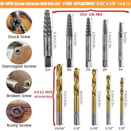 14Pcs Screw Extractor and Left Hand Drill Bits Set, Easy Out Screw Extractor Set, Broken Bolt Extractor Kit Bolt Remover, Reverse Cobalt HSS Steel Drill Bit for Remove Stripped Screws and Broken Bolts