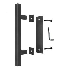 Sliding Barn Door Handle Carbon Steel 4.8mm Thick Double Sided Barn Door Push Pull Handle Black Square Handle
