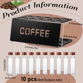 Yookeer Single Dose Coffee Bean Storage Kit 10 Glass Test Tubes(2 Oz) with Acrylic Stand and Funnel Airtight Espresso Dosing Tubes Coffee Organizer for Countertop Home Barista Essentials