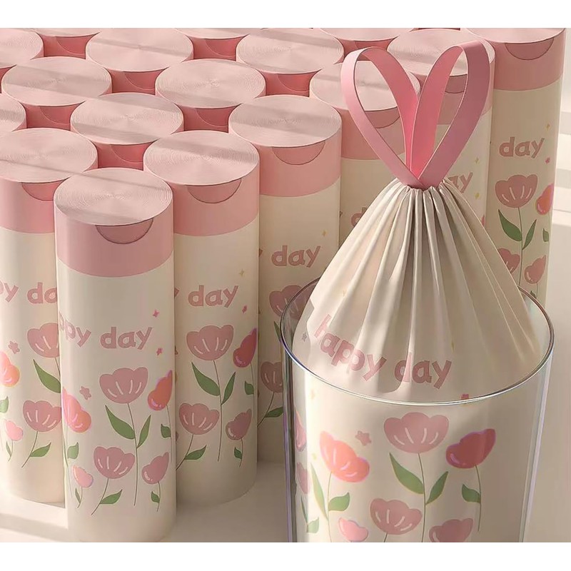 4 Gallon Trash Bags 100pcs Drawstring Tearing-free for Bathroom Office