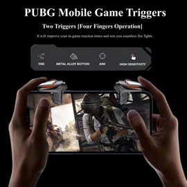 Rakizbe PUBG Mobile Game Triggers, High Sensitive Shoot Aim Gaming Controller Gamepad Grip Joysticks Buttons, Support iOS/Android Smartphone