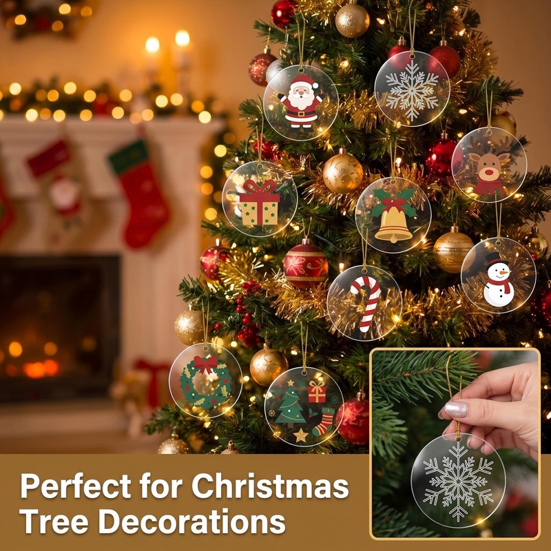 70 Pcs 3 Inch Clear Acrylic Ornament Blanks, Round Acrylic
