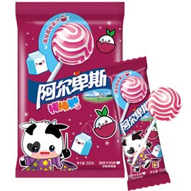 Chinese Shanghai Classical Childhood Hard Candy Fruit Flavor 上海阿尔卑斯棒棒糖 20 pcs (Lychee milk flavor)
