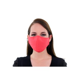 2 Pack Red Reusable Face Masks 3 Layer Cotton Fabric with Pocket for Filter, Nose Strip and Adjustable Ear Loops