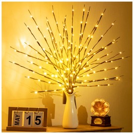 KXCOFTXI 1PCS Lighted Twigs, Lighted Branches with 20 Bright Bulbs, Prelit Branches, Lighted Tree Branches Electric for Indoor, Prelit Branches for Home Romantic Decoration, 30 Inch (Warm Yellow)