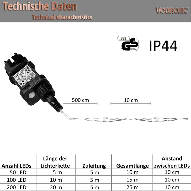 VOLTRONIC VOLTRONIC LED light wire, inside and outside, IP44, choice