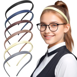 Neptniopllab 6 Pieces Flex No Pressure Headbands for Glasses Wearers, 4.7x0.4 inches Plastic Sunglasses Headbands for Women, Comfortable Plastic Thin Glasses Headband for Home School Outdoor Use