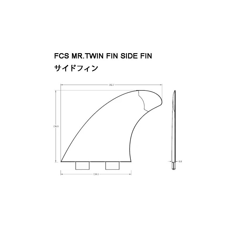 FUNKTION FKGFCC-FCS-MR-TWIN 5.39" 3.39" Fin Set for FCS Surfboards