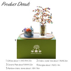 Runyangshi Chakra Crystal Tree of Life & Natural Crystal Ore Diffuser Set for Office Desk Living Room Home Decor - Gemstone Tree for Money Positive Energy Feng Shui Good Luck Gift for Women and Mom