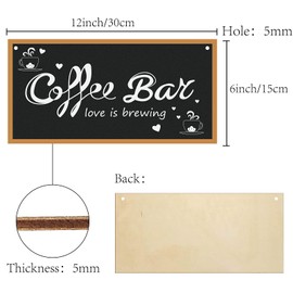 CREATCABIN Coffee Bar Decorative Wood Sign Home Decor Wood Sign Plaque Hanging Wall Art Wood Board Door Sign Loving Is Brewing Heart for Coffee Shop Home Kitchen Patio Decoration 12 x 6inch