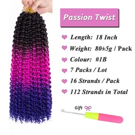 Samtress Passion Twist Hair 18 Inch Passion Twists Braiding Hair 7 Packs 3 Tones Bohemian Synthetic Hair Passion Twist Crochet Braids Spring Twist Hair Extensions for Women (#49)
