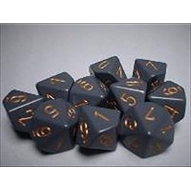 Chessex Dice Sets: Opaque Dark Grey with Copper - Ten Sided Die d10 Set (10)