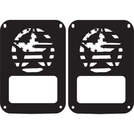 JeepTails USA American Flag Invasion Star Tail Lamp Light Covers Compatible with Jeep JK Wrangler Set of 2