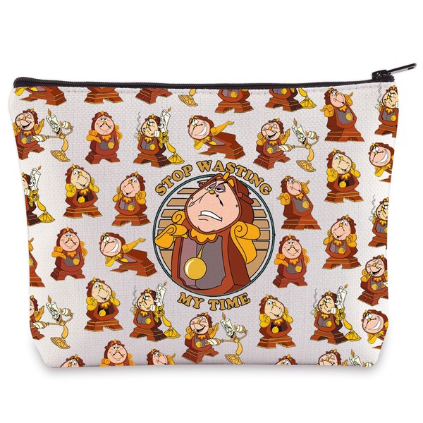 WZMPA Funny Cogsworth Clock Cosmetic Bag Cogsworth Fans Gifts Stop
