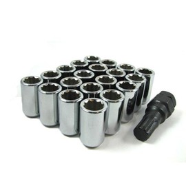Chrome Tuner Acorn 12x1.5 Lug Nut Kit 20 Pc Set with Key