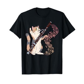 Funny Bassoonist Music Orchestra Cat Playing Bassoon T-Shirt for Men Women Girls Kids
