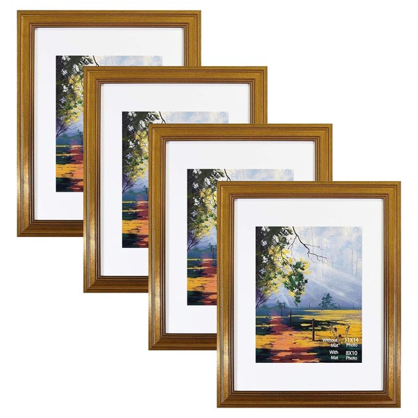 Golden State Art, 11X14 Dark Gold, Wall Hang Photo Frame.
