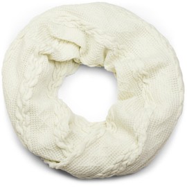 styleBREAKER Fine Knit Loop Scarf with Cable Knit, Winter Tube Scarf, Loop Scarf, Knitted Scarf, Unisex 01018151, Cream-Beige
