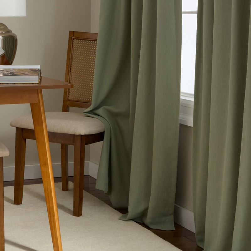 TOWN & COUNTRY LUXE Davos Solid Linen Texture Indoor Curtains,