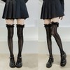 ZZALLL Lolita Fishnet Stockings Thigh High Socks Heart Striped Lace