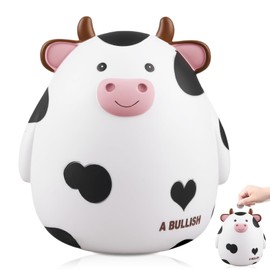 Cow Piggy Bank, Large, 17 x 16.5 cm, Animal Children's Money Box, White Money Box, Children's Gift, Suitable for Boys and Girls, Room Decoration, Birthday Gift, Mini Cute Piggy Bank
